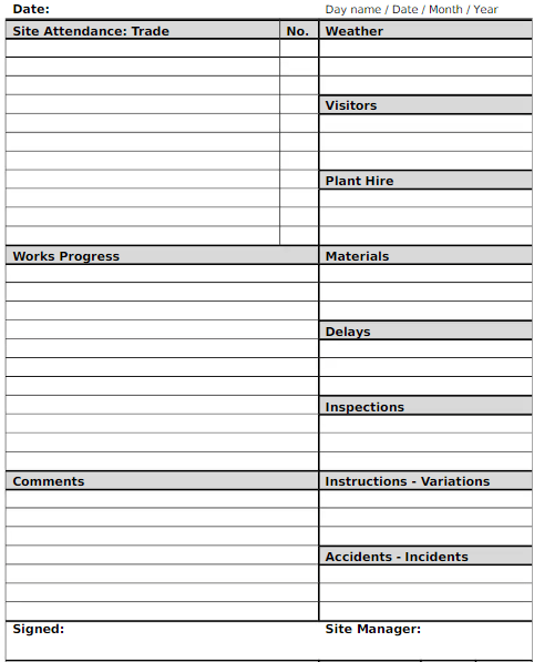 Construction Site Diary